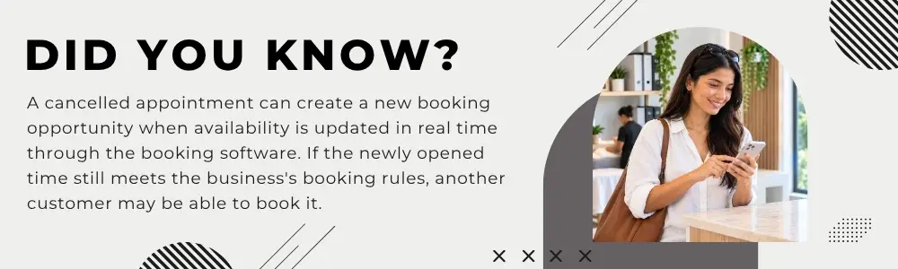 A cancelled salon appointment slow is a new booking opportunity for another customer online to book on the same day